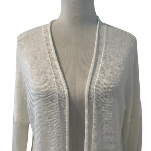 Elegant White Faherty Open Front Cardigan Women's Sweater